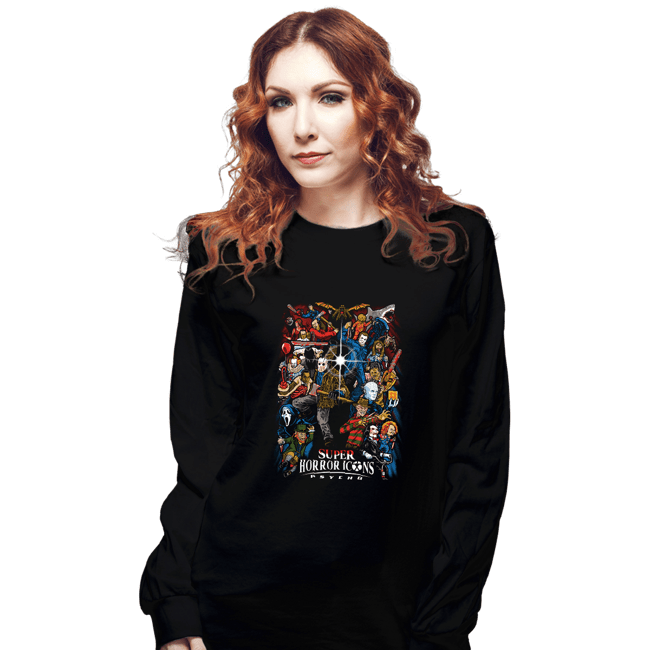 Secret_Shirts Long Sleeve Shirts, Unisex / Small / Black Super Horror Icons!