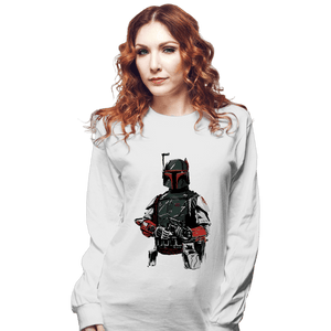 Shirts Long Sleeve Shirts, Unisex / Small / White Mandalorian Bounterhunter