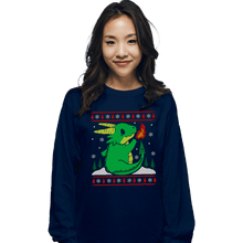 Load image into Gallery viewer, Shirts Long Sleeve Shirts, Unisex / Small / Navy Ugly Dragon Christmas
