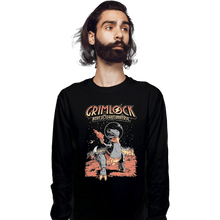 Load image into Gallery viewer, Shirts Long Sleeve Shirts, Unisex / Small / Black Space Pulp Robot Dinosaur Hero
