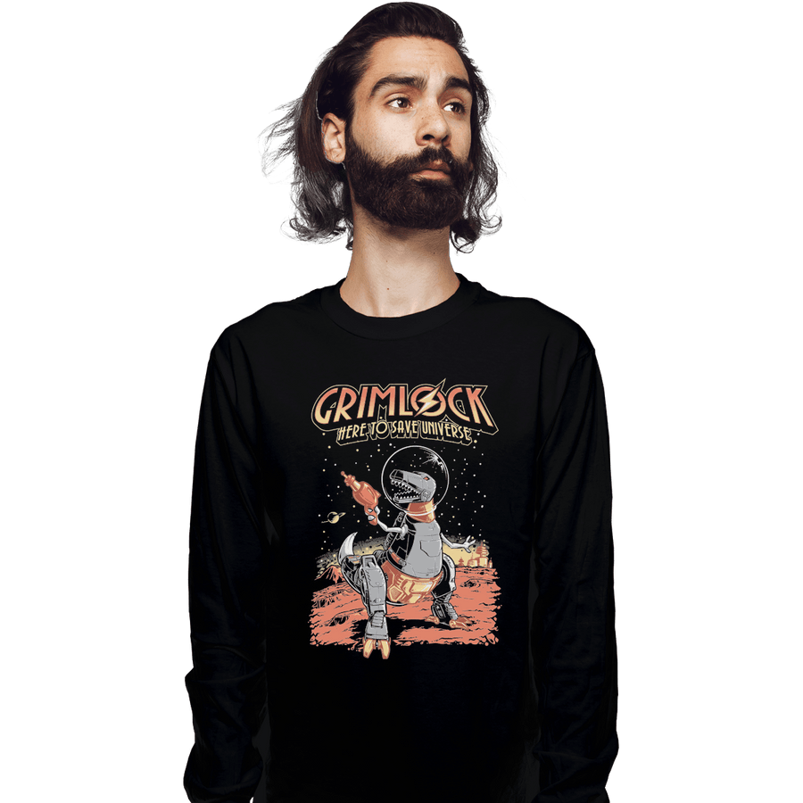 Shirts Long Sleeve Shirts, Unisex / Small / Black Space Pulp Robot Dinosaur Hero