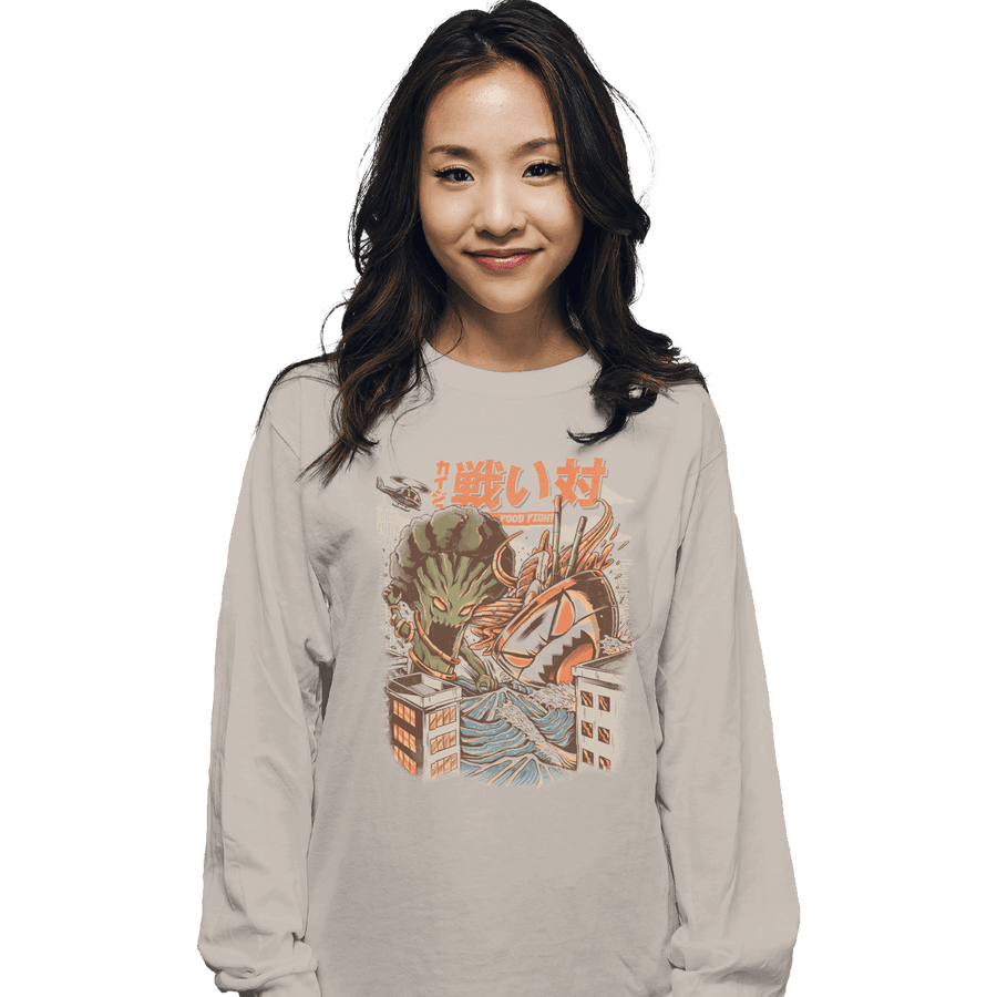 Shirts Long Sleeve Shirts, Unisex / Small / Sand Kaiju Food Fight