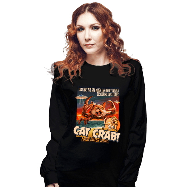 Secret_Shirts Long Sleeve Shirts, Unisex / Small / Black Cat Crab!