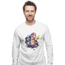 Load image into Gallery viewer, Shirts Long Sleeve Shirts, Unisex / Small / White Go Kart Watercolor
