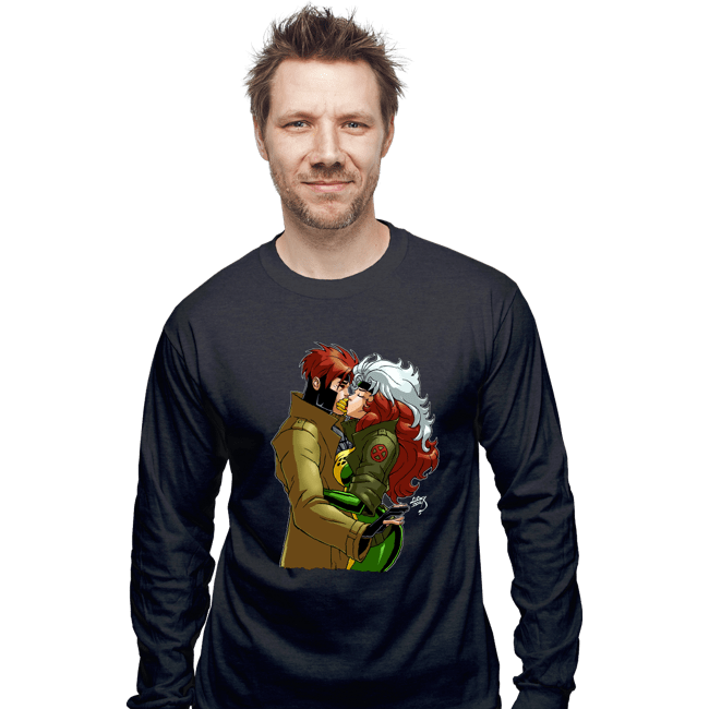 Daily_Deal_Shirts Long Sleeve Shirts, Unisex / Small / Dark Heather Rogue And Gambit Kiss
