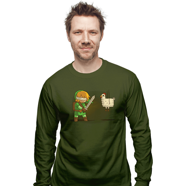 Shirts Long Sleeve Shirts, Unisex / Small / Military Green Hylian Pinata