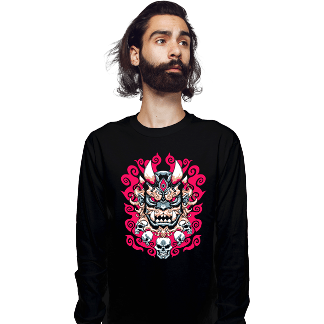 Shirts Long Sleeve Shirts, Unisex / Small / Black Demon Mask