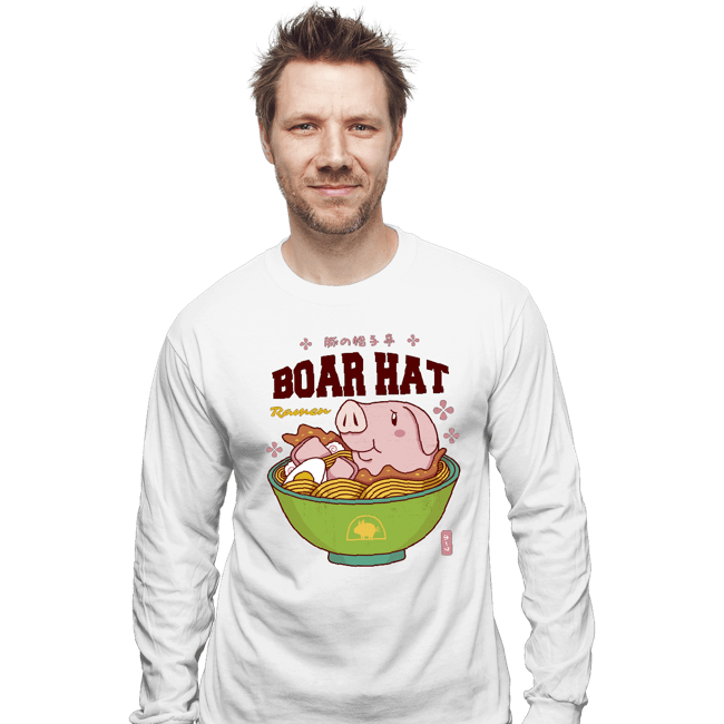 Shirts Long Sleeve Shirts, Unisex / Small / White Boar Hat Ramen