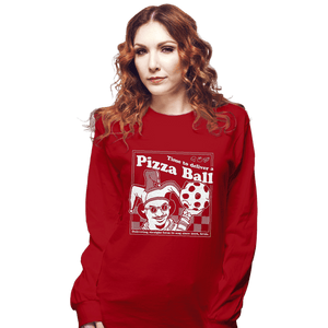 Daily_Deal_Shirts Long Sleeve Shirts, Unisex / Small / Red Pizza Ball