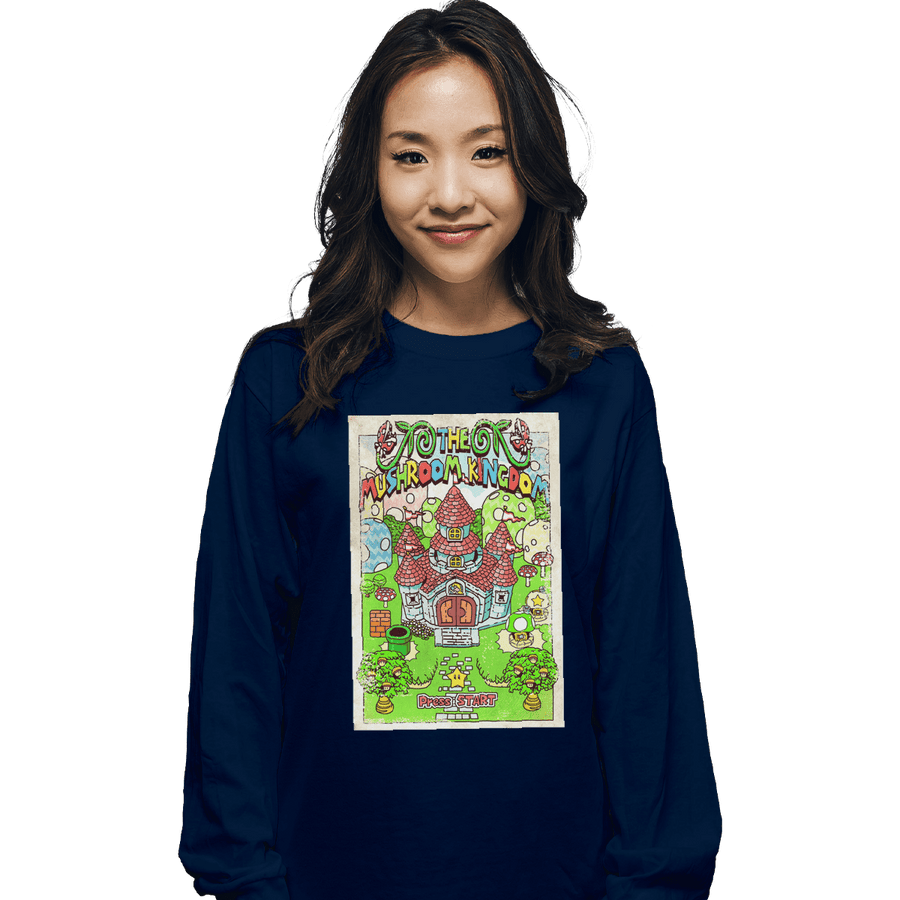 Shirts Long Sleeve Shirts, Unisex / Small / Navy The Mushroom Kingdom