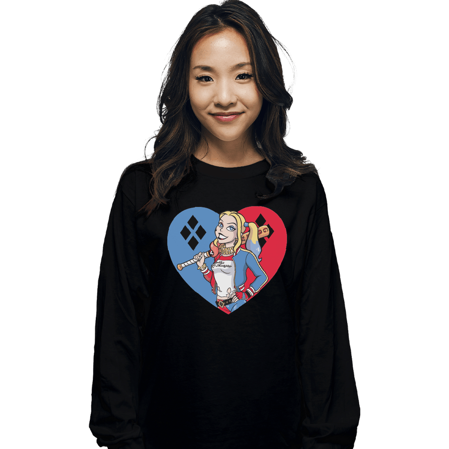 Shirts Long Sleeve Shirts, Unisex / Small / Black Harlequin Heart