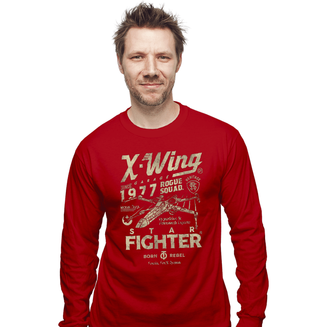 Daily_Deal_Shirts Long Sleeve Shirts, Unisex / Small / Red X-Wing Garage