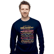 Load image into Gallery viewer, Shirts Long Sleeve Shirts, Unisex / Small / Navy The Bibliotecas Rap
