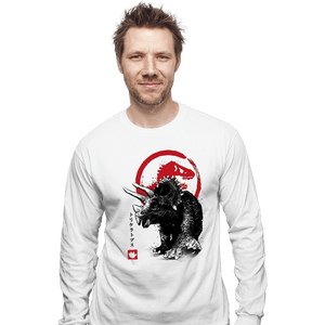 Shirts Long Sleeve Shirts, Unisex / Small / White TRICERATOPS SUMI-E halftones