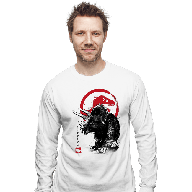Shirts Long Sleeve Shirts, Unisex / Small / White TRICERATOPS SUMI-E halftones