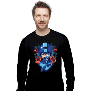 Secret_Shirts Long Sleeve Shirts, Unisex / Small / Black Megaman Crest