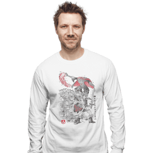 Load image into Gallery viewer, Shirts Long Sleeve Shirts, Unisex / Small / White Between Worlds Sumi-e
