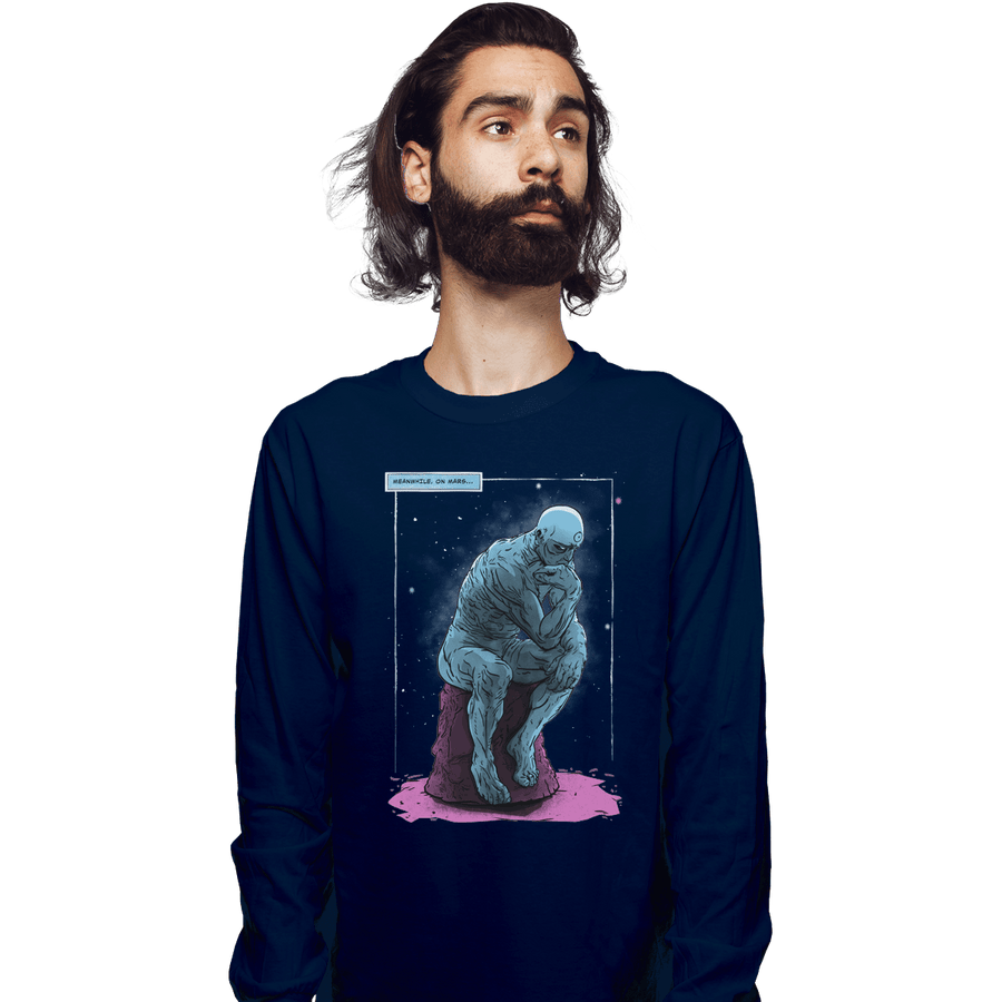 Shirts Long Sleeve Shirts, Unisex / Small / Navy Blue Thinker