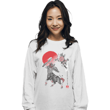 Load image into Gallery viewer, Shirts Long Sleeve Shirts, Unisex / Small / White Battle In Death Mountain Sumi-e
