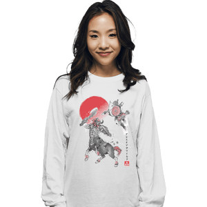 Shirts Long Sleeve Shirts, Unisex / Small / White Battle In Death Mountain Sumi-e