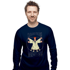 Daily_Deal_Shirts Long Sleeve Shirts, Unisex / Small / Navy Vitruvian Puppet