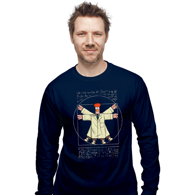 Daily_Deal_Shirts Long Sleeve Shirts, Unisex / Small / Navy Vitruvian Puppet