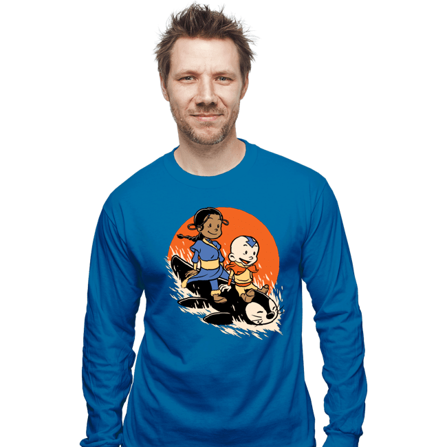 Secret_Shirts Long Sleeve Shirts, Unisex / Small / Sapphire Penguin Sledding!