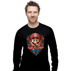 Secret_Shirts Long Sleeve Shirts, Unisex / Small / Black Mario Crest