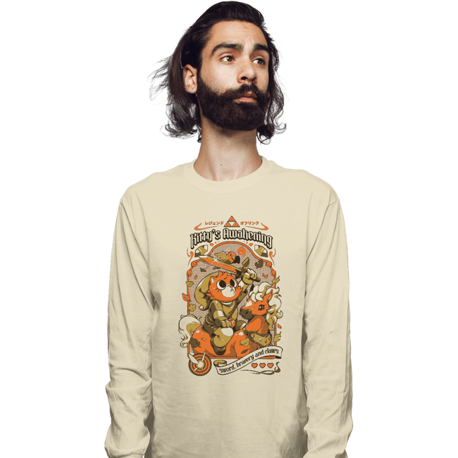 Daily_Deal_Shirts Long Sleeve Shirts, Unisex / Small / Natural Kitty's Awakening