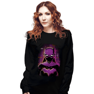 Daily_Deal_Shirts Long Sleeve Shirts, Unisex / Small / Black Glitch Batgirl