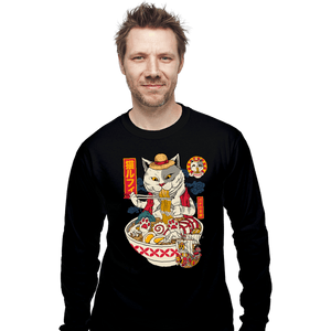 Daily_Deal_Shirts Long Sleeve Shirts, Unisex / Small / Black Ramen Cat Pirate