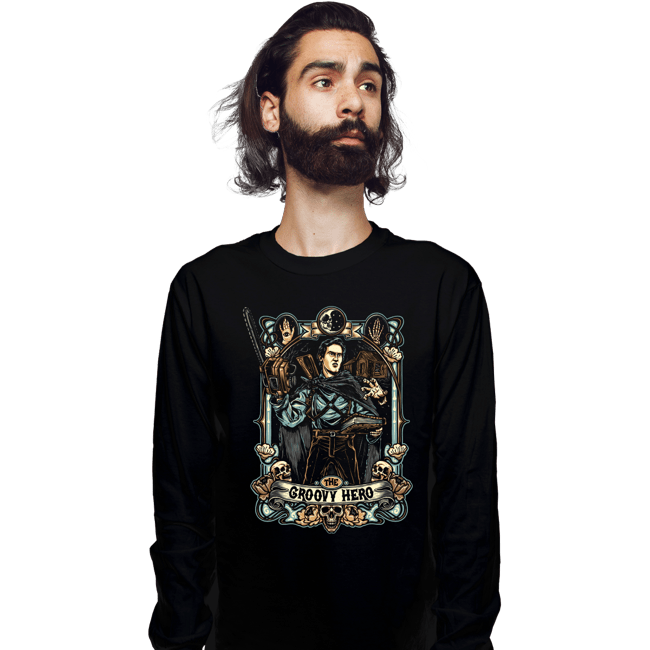 Daily_Deal_Shirts Long Sleeve Shirts, Unisex / Small / Black The Groovy Hero