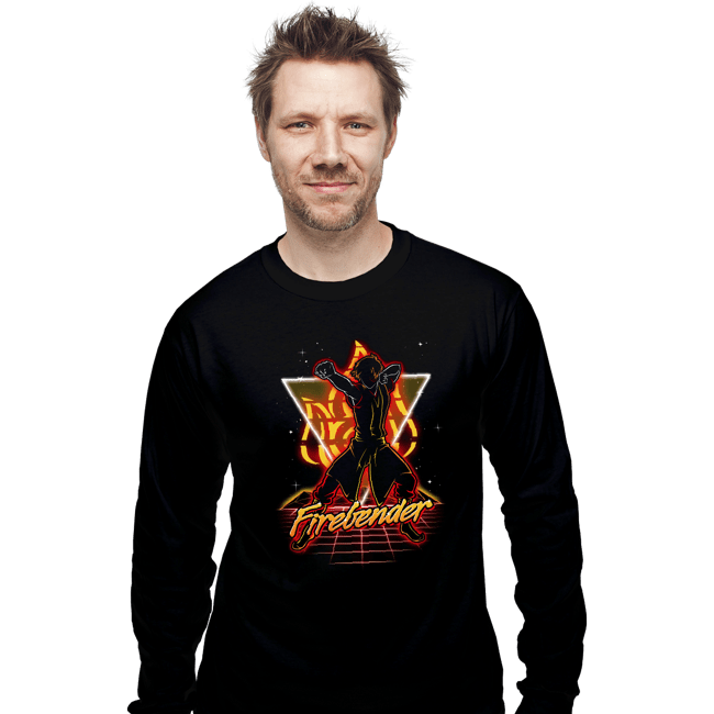 Shirts Long Sleeve Shirts, Unisex / Small / Black Retro Firebender