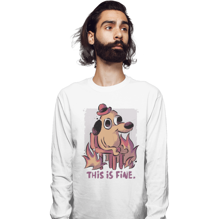 Shirts Long Sleeve Shirts, Unisex / Small / White This Is Fine