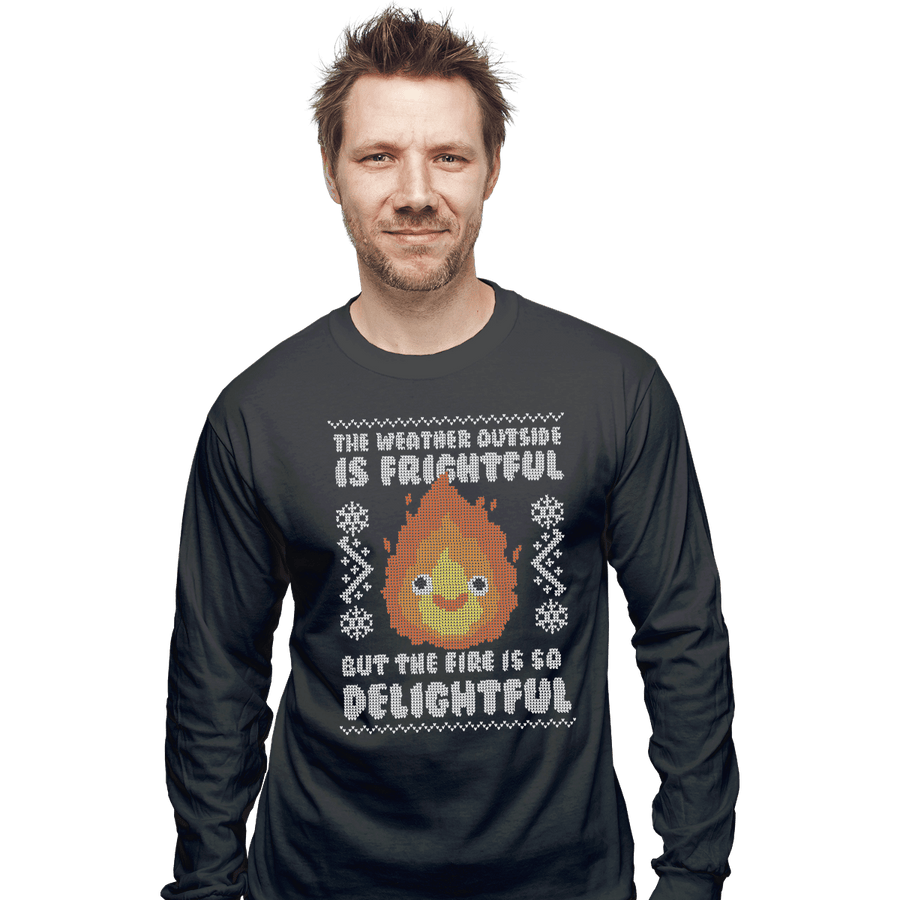 Shirts Long Sleeve Shirts, Unisex / Small / Charcoal Delightful Fire