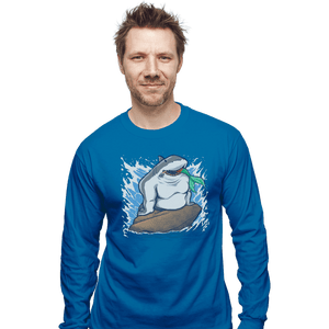 Shirts Long Sleeve Shirts, Unisex / Small / Sapphire The Little Shark