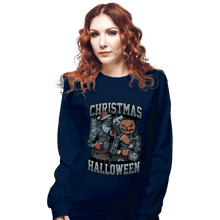 Load image into Gallery viewer, Secret_Shirts Long Sleeve Shirts, Unisex / Small / Navy Christmas VS Halloween
