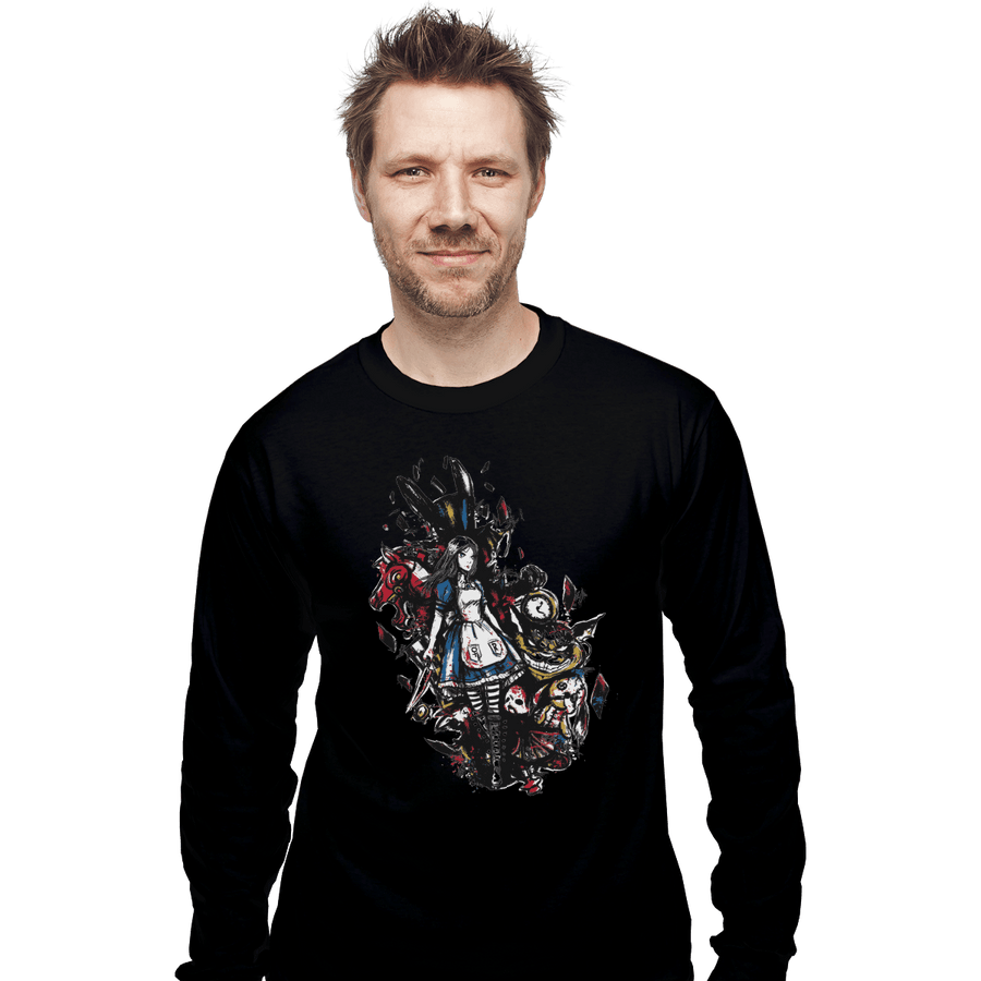 Shirts Long Sleeve Shirts, Unisex / Small / Black Alice in Mad
