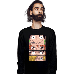 Daily_Deal_Shirts Long Sleeve Shirts, Unisex / Small / Black Straw Hat Eyes