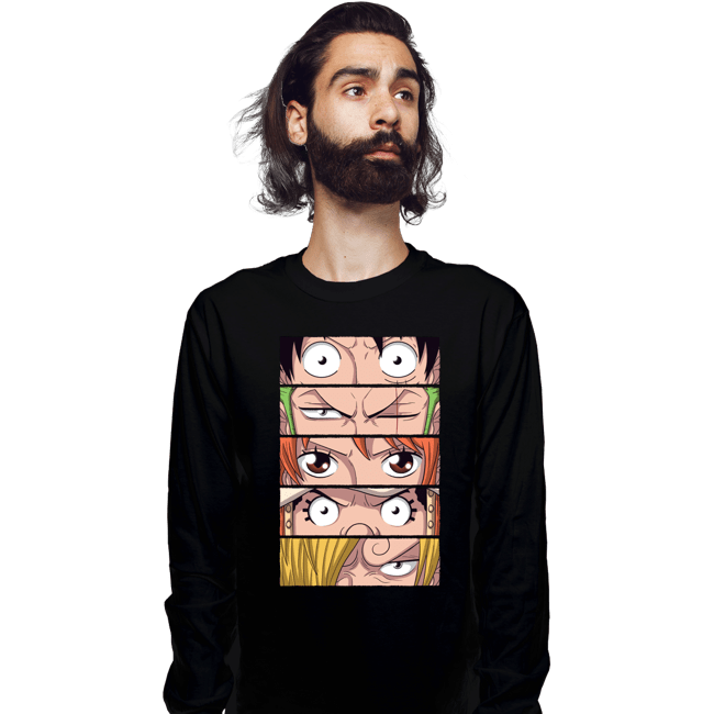 Daily_Deal_Shirts Long Sleeve Shirts, Unisex / Small / Black Straw Hat Eyes