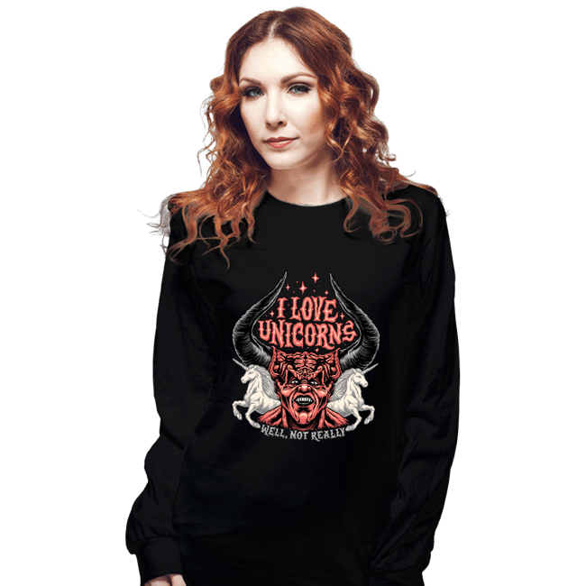 Daily_Deal_Shirts Long Sleeve Shirts, Unisex / Small / Black I Love Unicorns