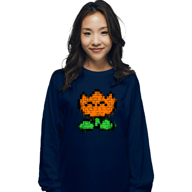 Secret_Shirts Long Sleeve Shirts, Unisex / Small / Navy Flower Graffiti