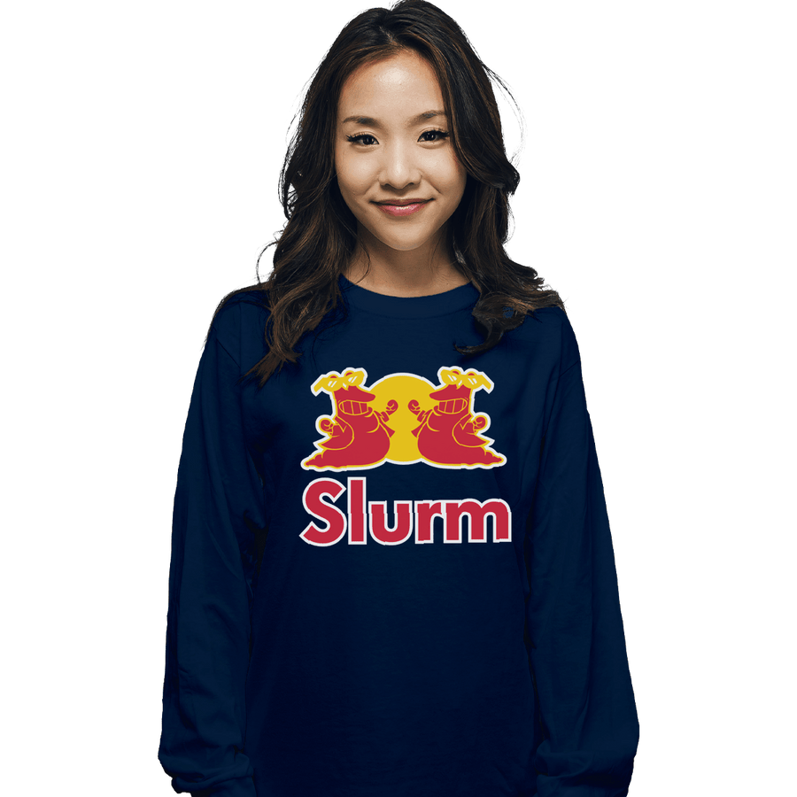 Shirts Long Sleeve Shirts, Unisex / Small / Navy Slurm Energy Drink
