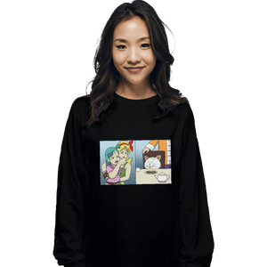 Shirts Long Sleeve Shirts, Unisex / Small / Black Girl Yelling At A Cat