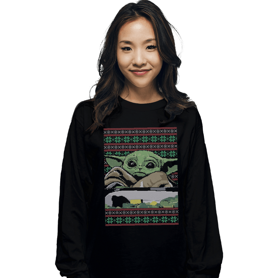 Shirts Long Sleeve Shirts, Unisex / Small / Black Baby Yoda Ugly Sweater
