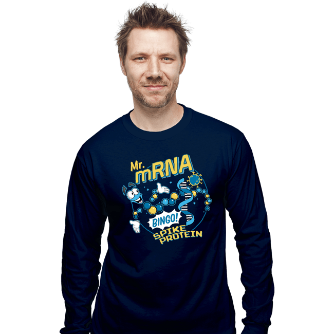 Shirts Long Sleeve Shirts, Unisex / Small / Navy Mr mRNA