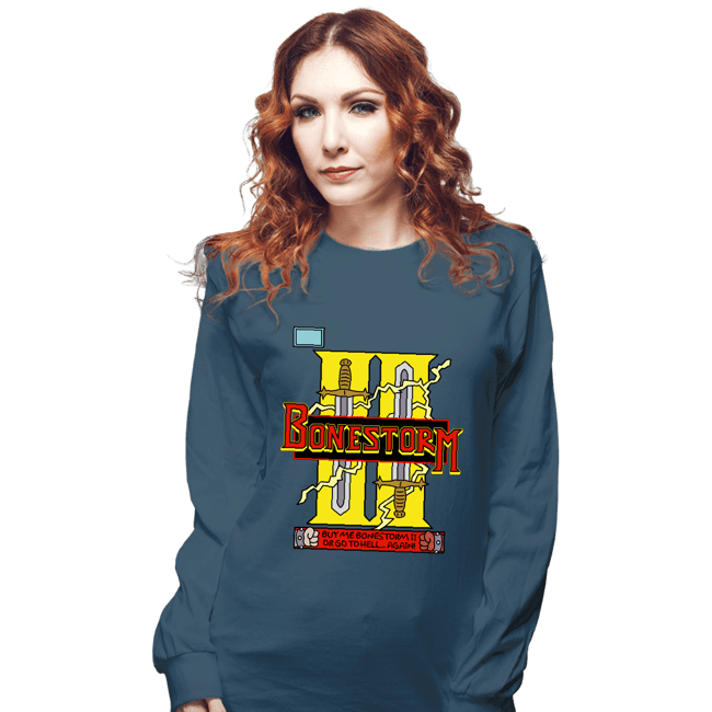 Daily_Deal_Shirts Long Sleeve Shirts, Unisex / Small / Indigo Blue Bonestorm II