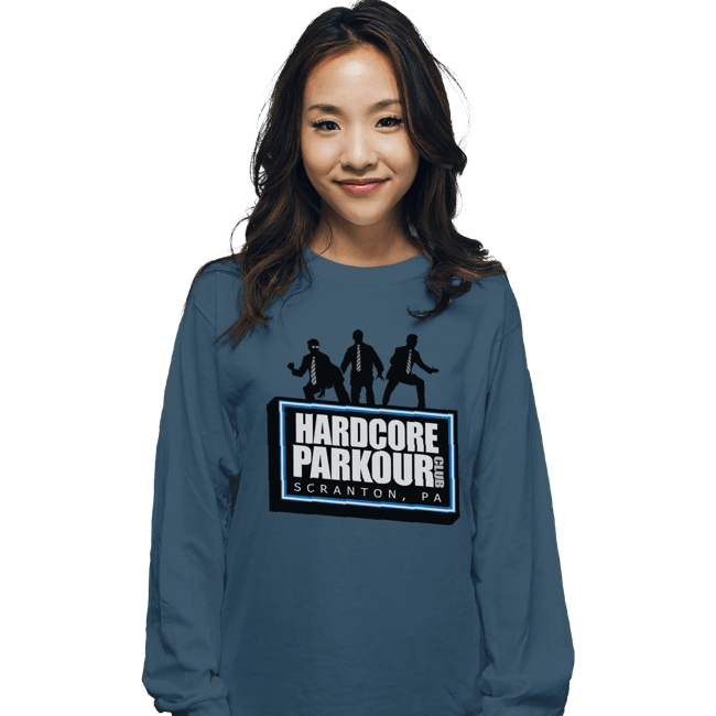 Shirts Long Sleeve Shirts, Unisex / Small / Indigo Blue Hardcore Parkour Club