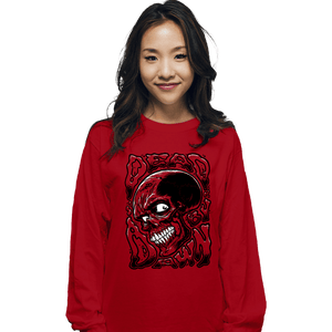 Daily_Deal_Shirts Long Sleeve Shirts, Unisex / Small / Red Dead By Dawn Skull