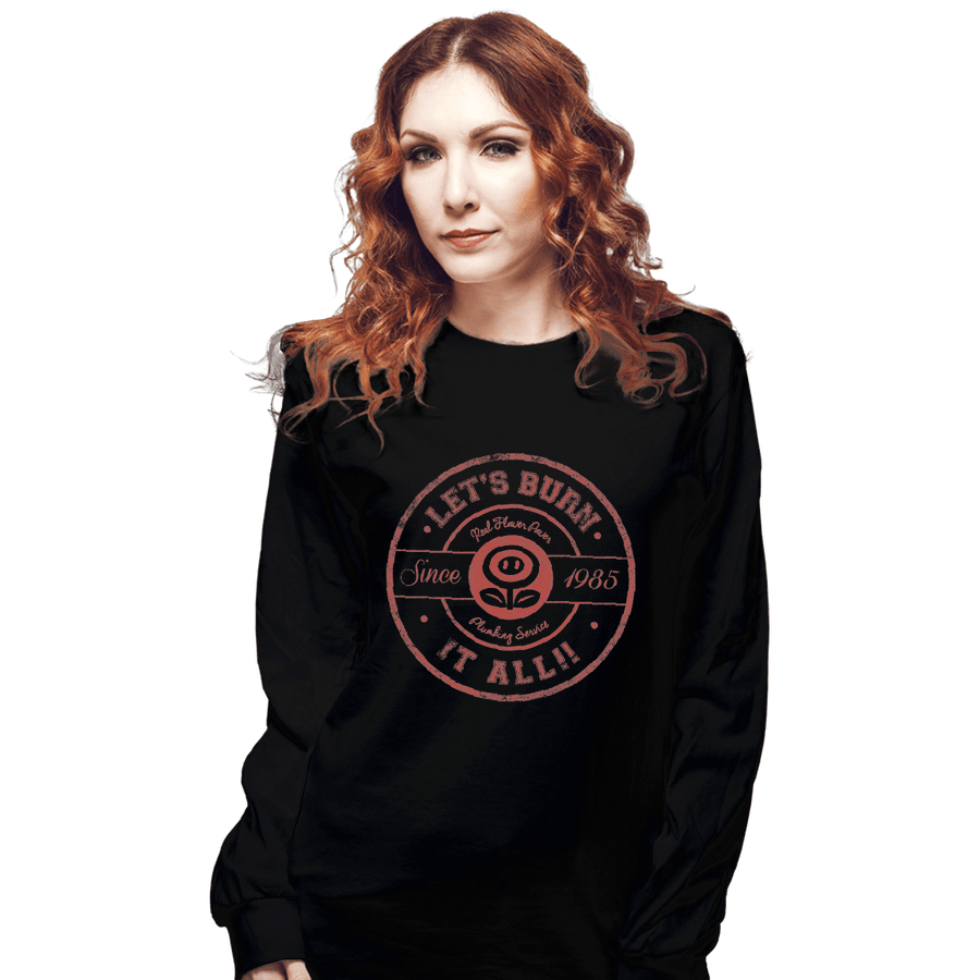 Shirts Long Sleeve Shirts, Unisex / Small / Black Flower